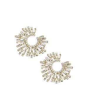 Womens Opulent Crystal Stardust 18K-Gold-Plated Open-Circle Earrings Product Image