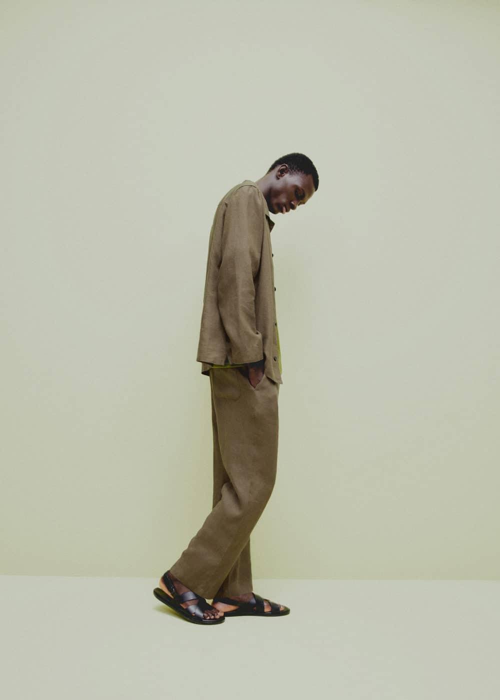 Mango Mens 100% Linen Drawstring Pants Product Image