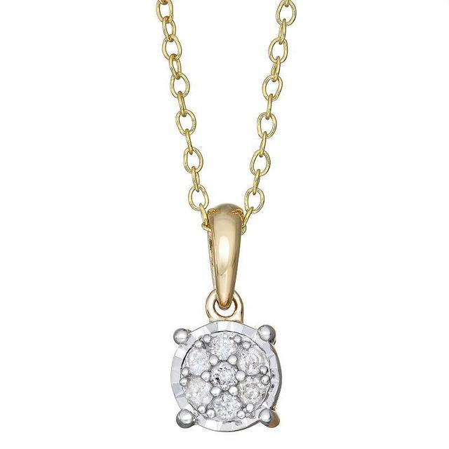 Gold over Sterling Silver 1/10 Carat T.W. Diamond Cluster Pendant Necklace, Womens White Product Image