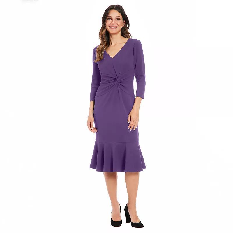 Womens London Times V-Neck Side Twist Midi Dress Product Image