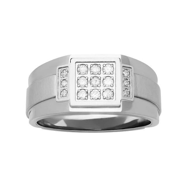 Mens Stainless Steel 1/5 Carat T.W. Diamond Band Ring Product Image