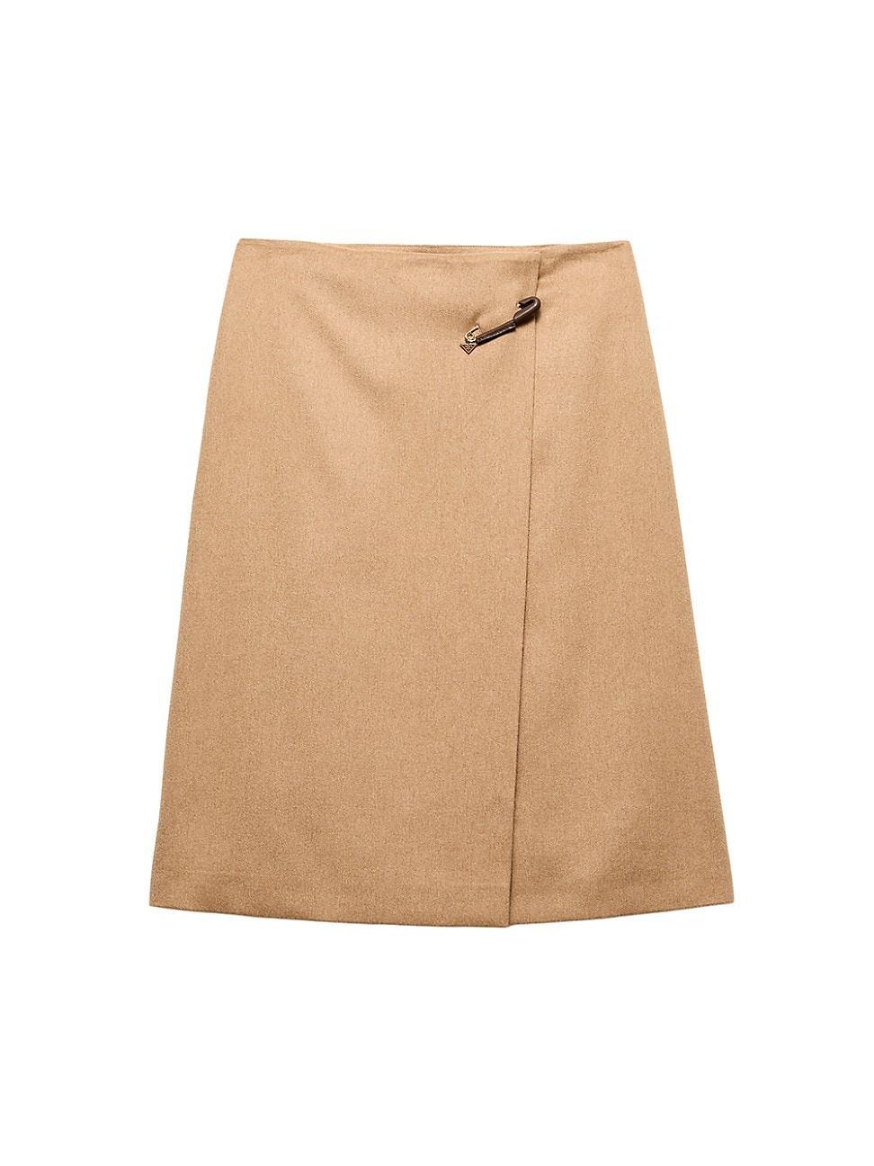 Womens Camel Hair Midi Skirt Product Image