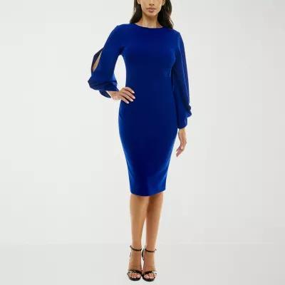 Premier Amour Womens Long Sleeve Midi Sheath Dress Product Image