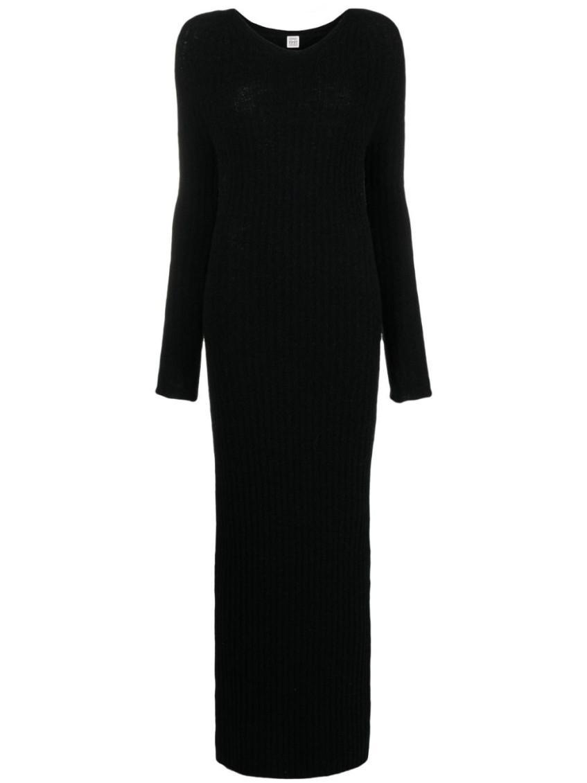 Ribbed-knit Maxi Dress In Black product image