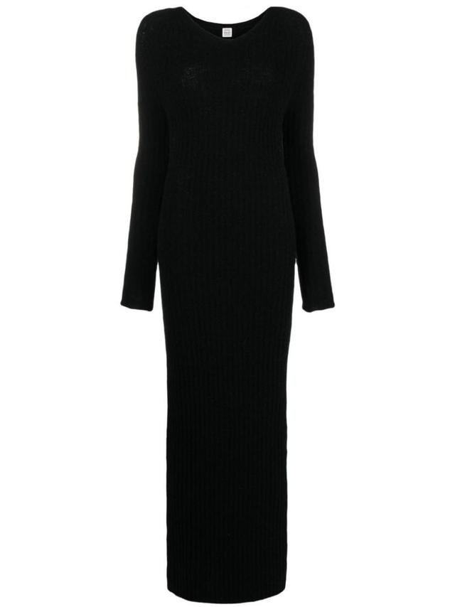 Ribbed-knit Maxi Dress In Black Product Image