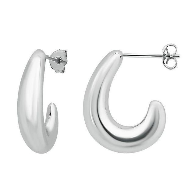 Aleure Precioso Sterling Silver Polished Chunky Graduated Half Hoop Drop Earrings, Womens Product Image