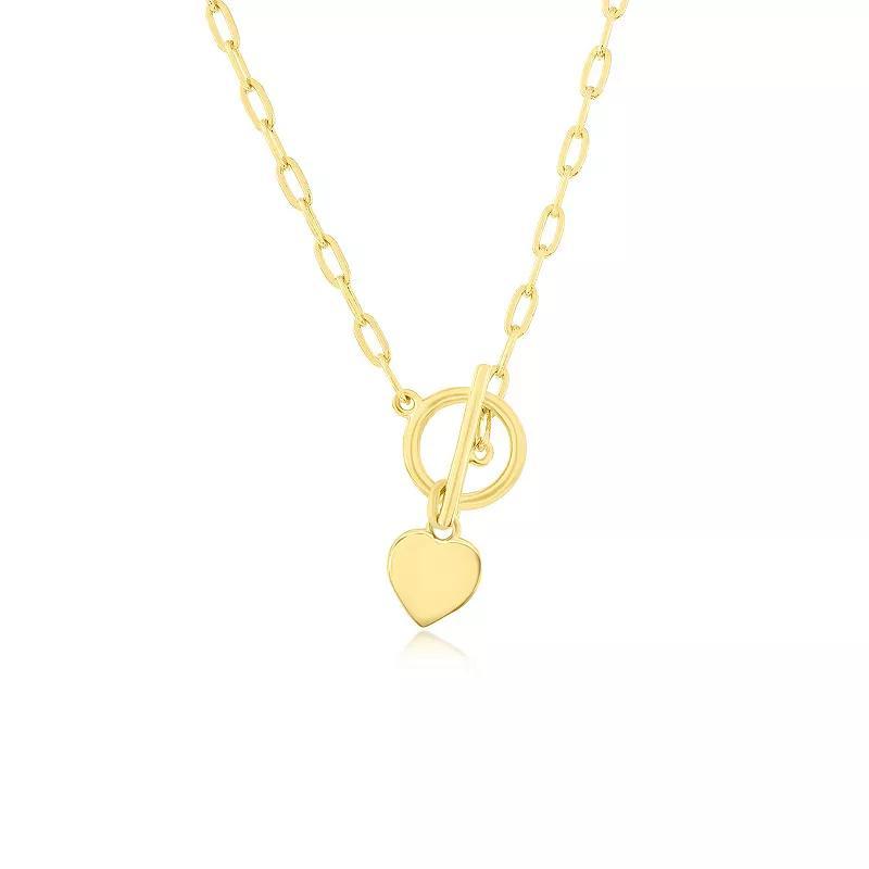 Argento Bella Heart Charm Paper Clip Chain Toggle Necklace, Womens Gold Tone Product Image