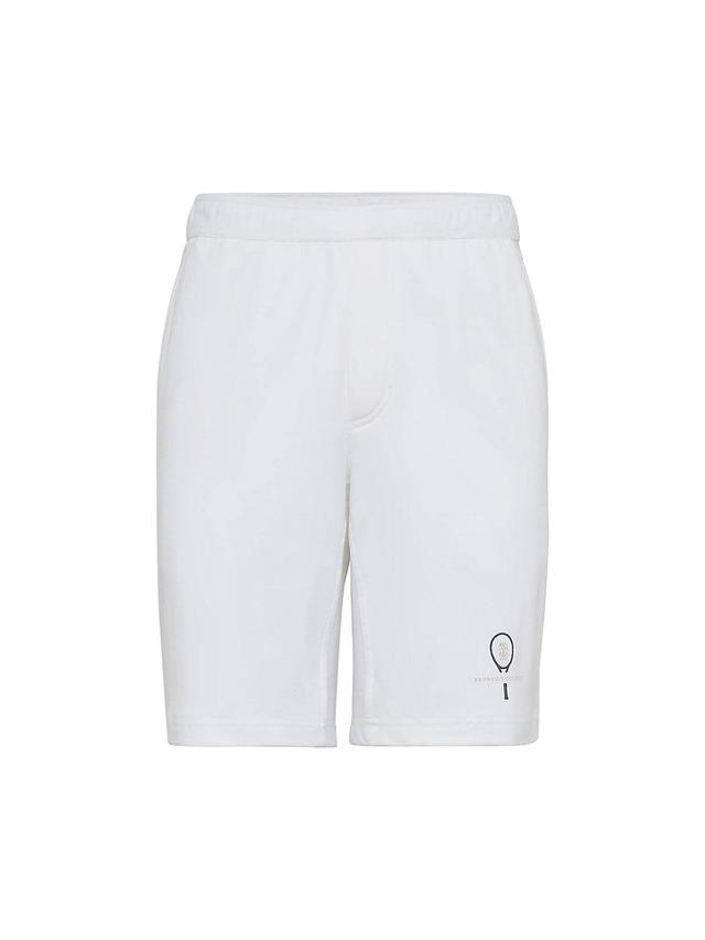 Mens Cotton Interlock Bermuda Shorts with Tennis Logo Product Image