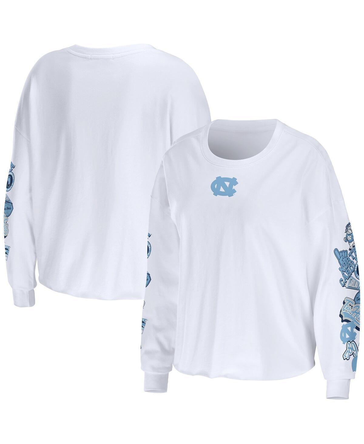 Womens Wear by Erin Andrews White North Carolina Tar Heels 3-Hit Cropped Long Sleeve T-shirt Product Image