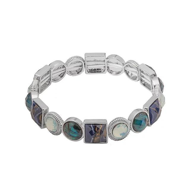 Emberly Silver Tone Multi Shape Gem Stretch Bracelet, Womens, Blue Product Image