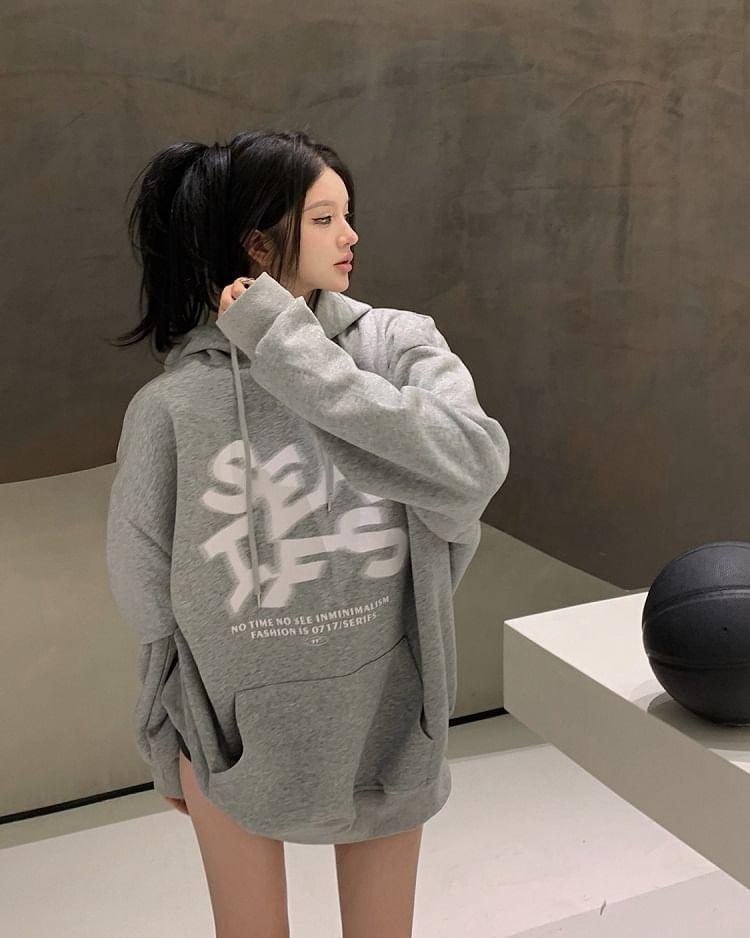 Lettering Loose Fit Hoodie Product Image