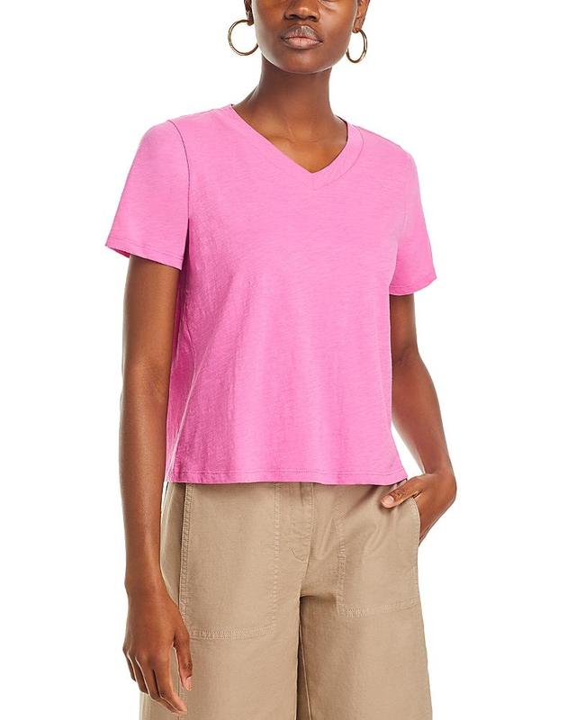 Eileen Fisher Cotton Short Sleeve V Neck Tee Product Image