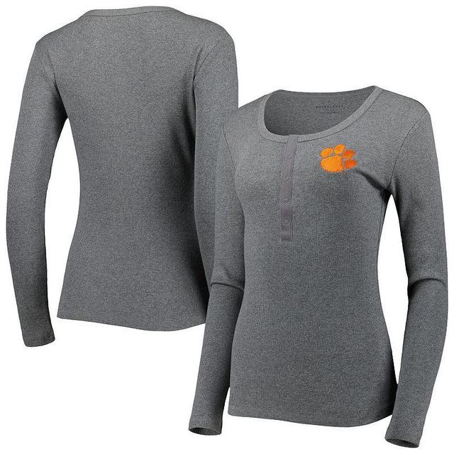 Womens Gray Clemson Tigers Harper Henley Long Sleeve T-Shirt Product Image