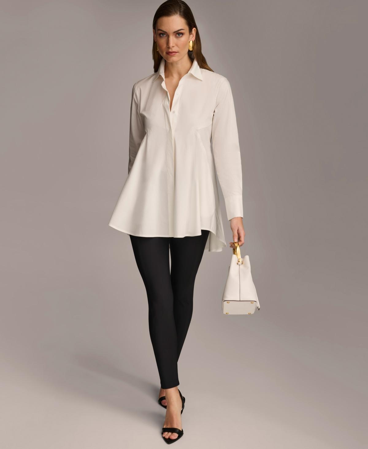 Donna Karan Womens A-Line Button Down Poplin Tunic Product Image