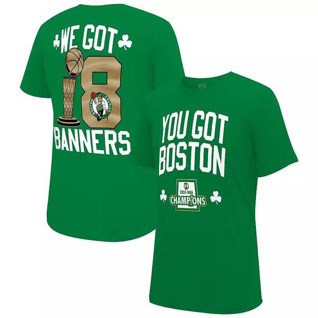 Mens Stadium Essentials Kelly Boston Celtics 2024 NBA Finals Champions 18 Banners T-Shirt Product Image