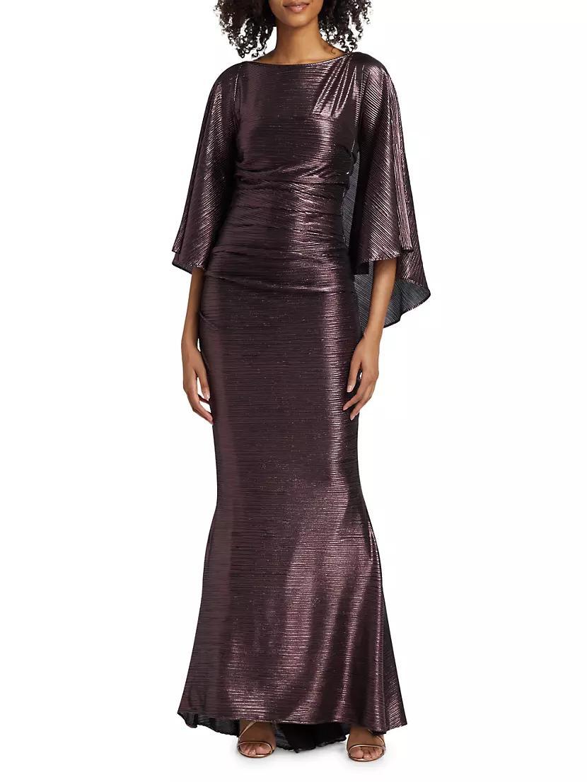 Pleated Metallic Satin Mermaid Gown Product Image