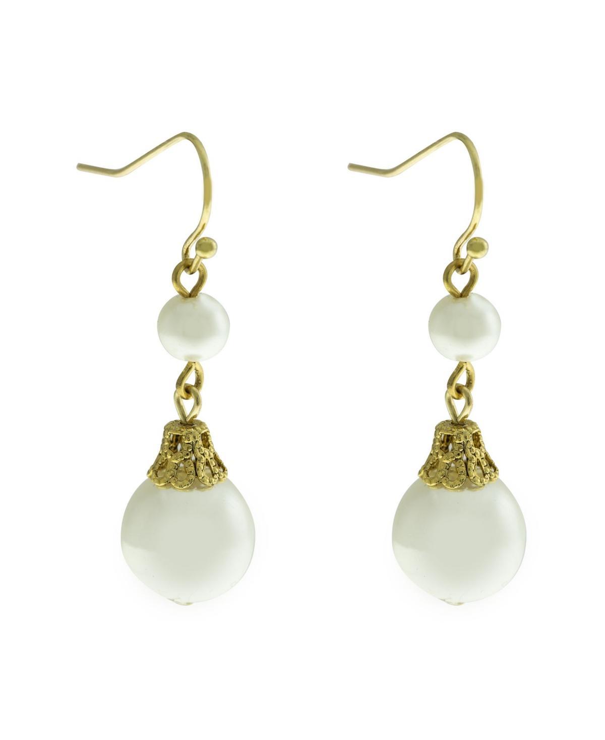 2028 Double Imitation Pearl Drop Wire Earrings Product Image