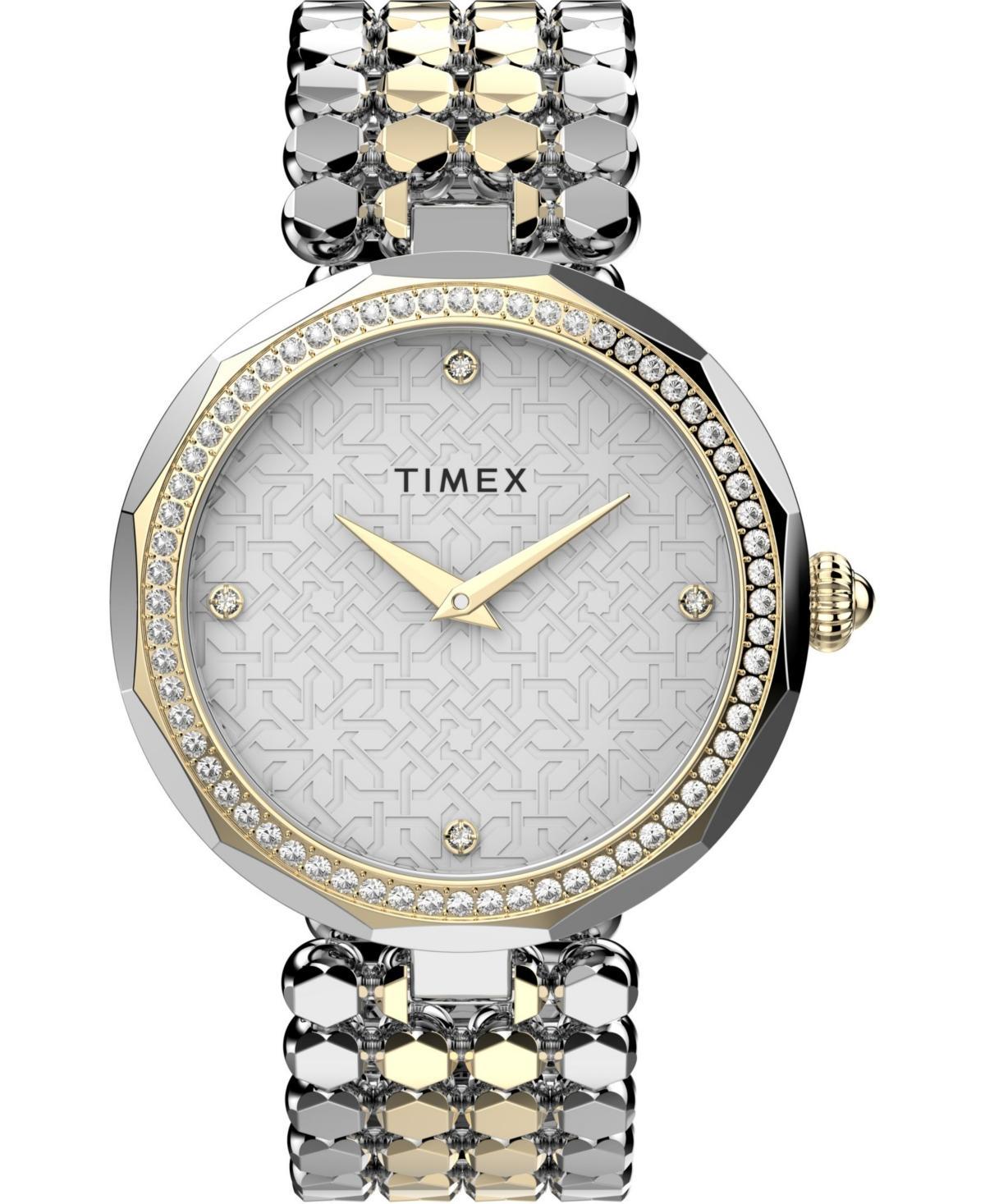 Timex Womens Asheville Two-Tone Low Lead Brass Bracelet Watch 34 mm Product Image