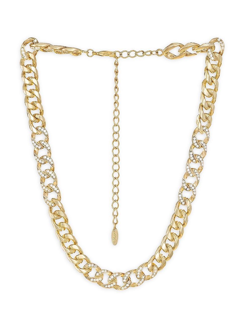 Womens Life Of Links 18K Gold-Plate & Crystal Curb Chain Necklace Product Image