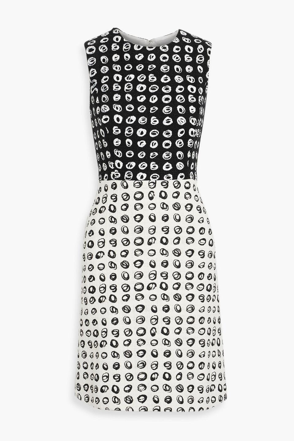 Printed Cotton-blend Tweed Mini Dress In Black product image