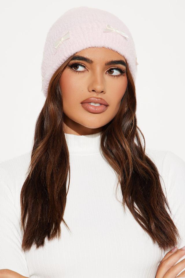 Annie Bow Beanie - Pink Product Image