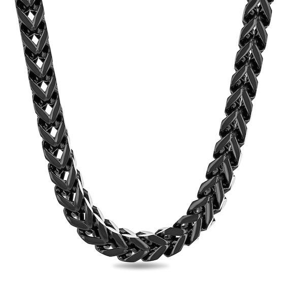 Men's 8.0mm Multi-Finish Reversible Franco Snake Chain Necklace in Solid Stainless Steel and Black IP - 24" Product Image