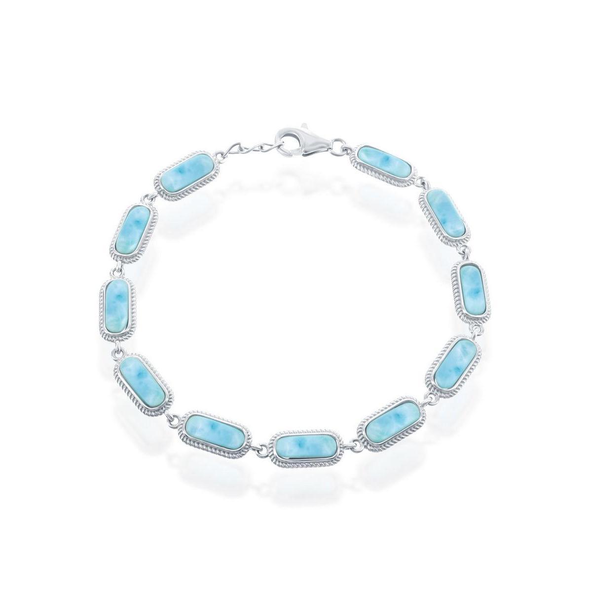 Sterling Silver Oval Larimar Linked Bracelet, Womens Blue Product Image