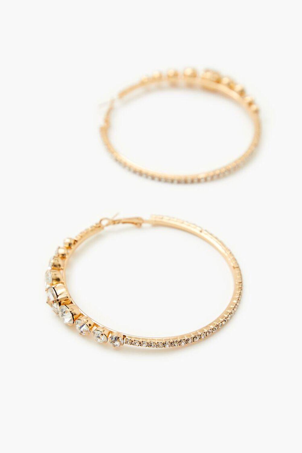 Rhinestone Omega Hoop Earrings | Forever 21 Product Image