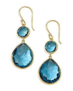 Ippolita 18K Yellow Gold Rock Candy London Blue Topaz Double Drop Earrings Product Image