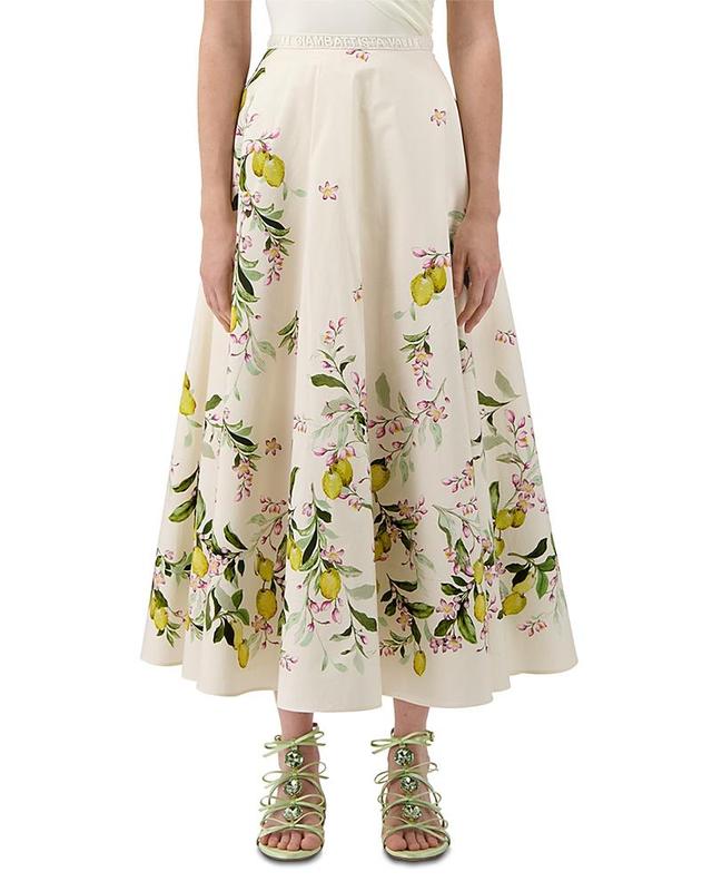 Giambattista Valli Lemon Print Cotton Midi Skirt Product Image