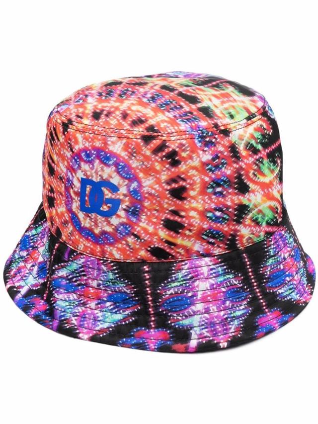 Psychedelic Print Bucket Hat In Multicolour Product Image