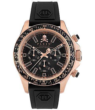 Philipp Plein Mens Nobile Racing Quartz Chronograph Black Silicone Strap Watch Product Image