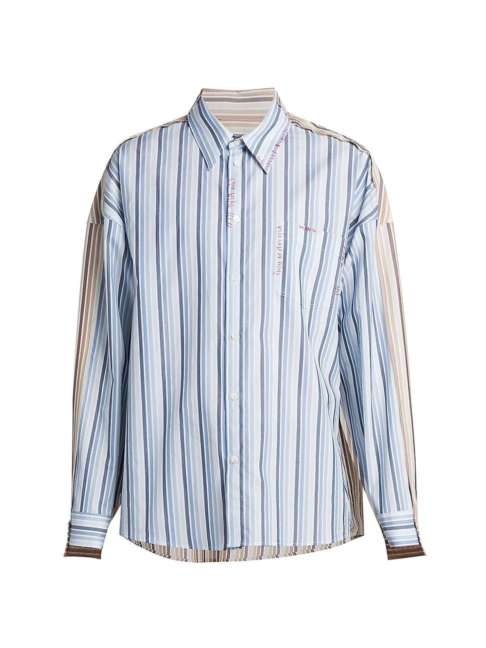 Mens Striped Cotton Boxy-Fit Shirt Product Image