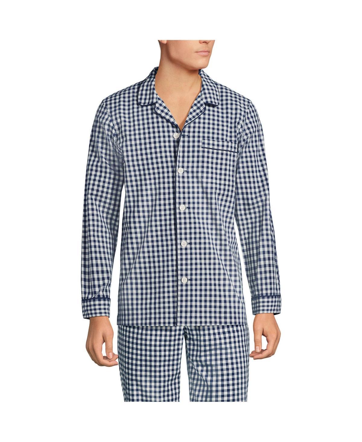 Big & Tall Lands End Broadcloth Pajama Sleep Shirt, Mens Deep Blue Product Image