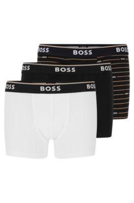 HUGO BOSS Three-pack Of Stretch-cotton Trunks With Logo Waistbands In Beige Product Image