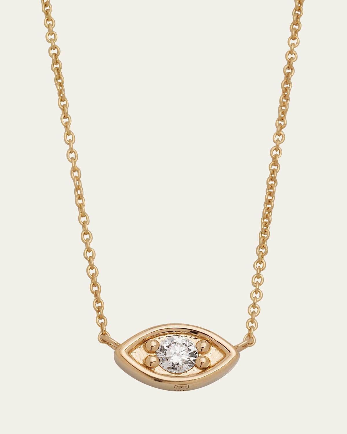 Womens Large Marquis Eye 14K Gold & Diamond Necklace Product Image