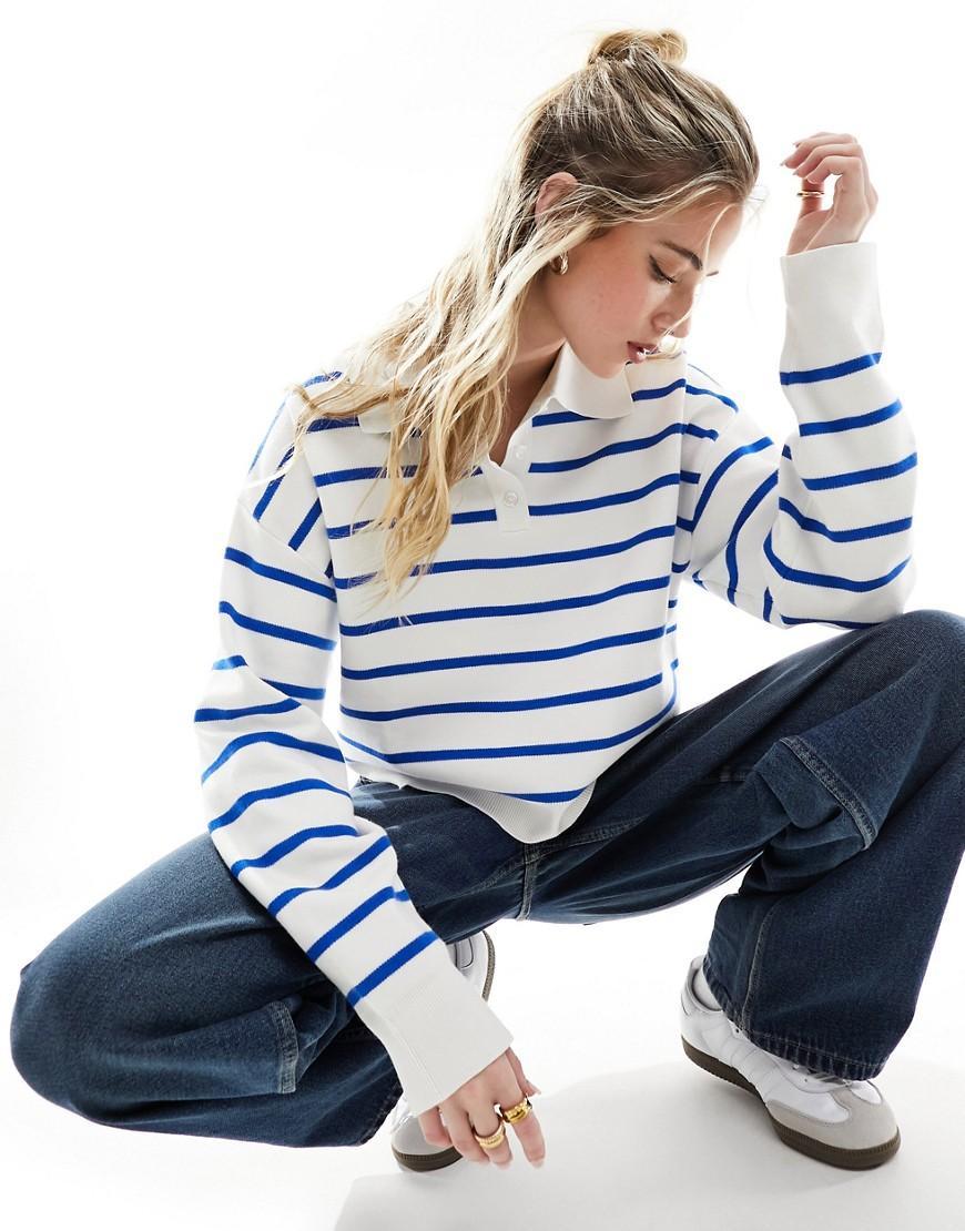 MANGO - Striped polo-neck sweater vibrant blueWomen Product Image