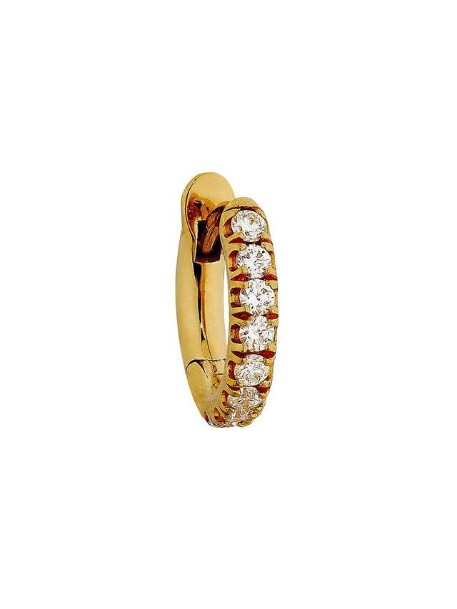 Womens 18K Yellow Gold & 0.13 TCW Diamond Single Huggie Hoop Earring Product Image