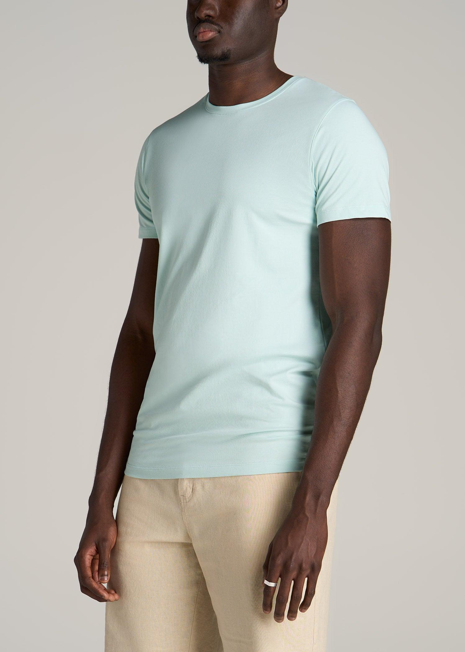 Stretch Cotton MODERN-FIT T-Shirt for Tall Men in Mint Male Product Image