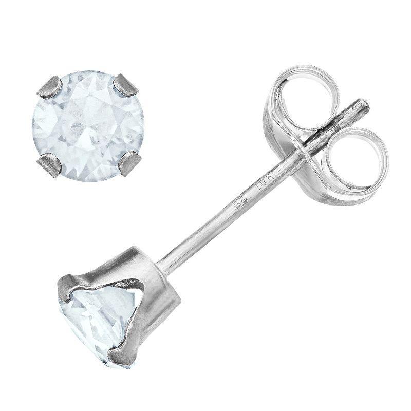 Pure Gem Collection 10k White Gold 4 mm Lab-Created White Sapphire Stud Earrings, Womens, 10k Whgold Product Image