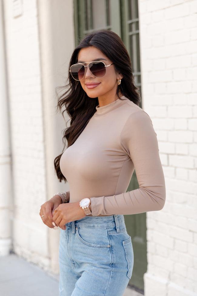 Your Own Path Taupe Mock Neck Bodysuit Product Image