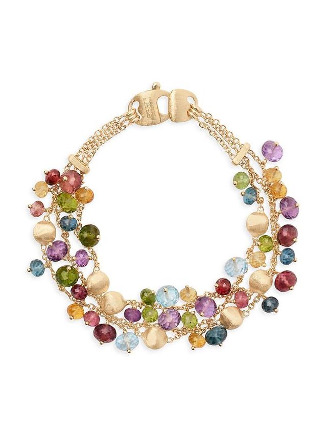 Womens Africa 18K Yellow Gold & Multi-Gemstone Triple-Strand Bracelet Product Image