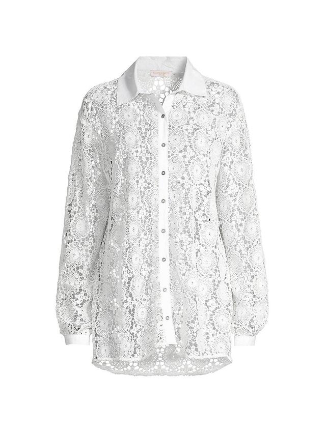 Ramy Brook Gary Princed Lace Swim Cover Up Shirt Product Image