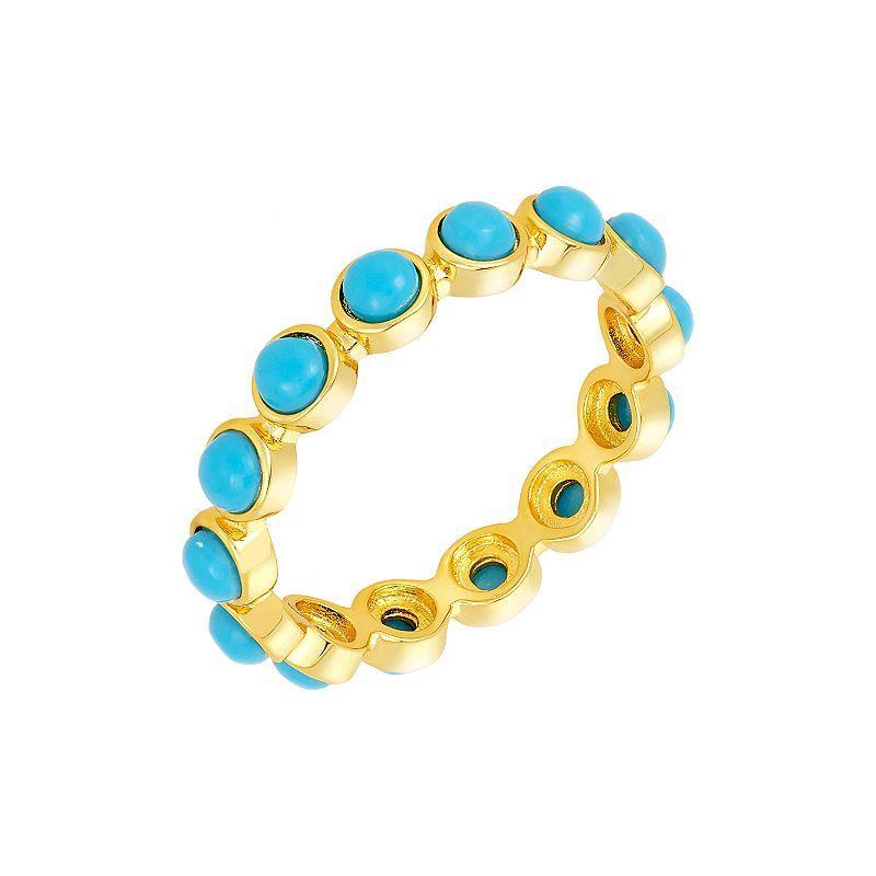 Adornia 14k Gold Plated Simulated Turquoise Eternity Band Ring, Womens Gold Tone Product Image