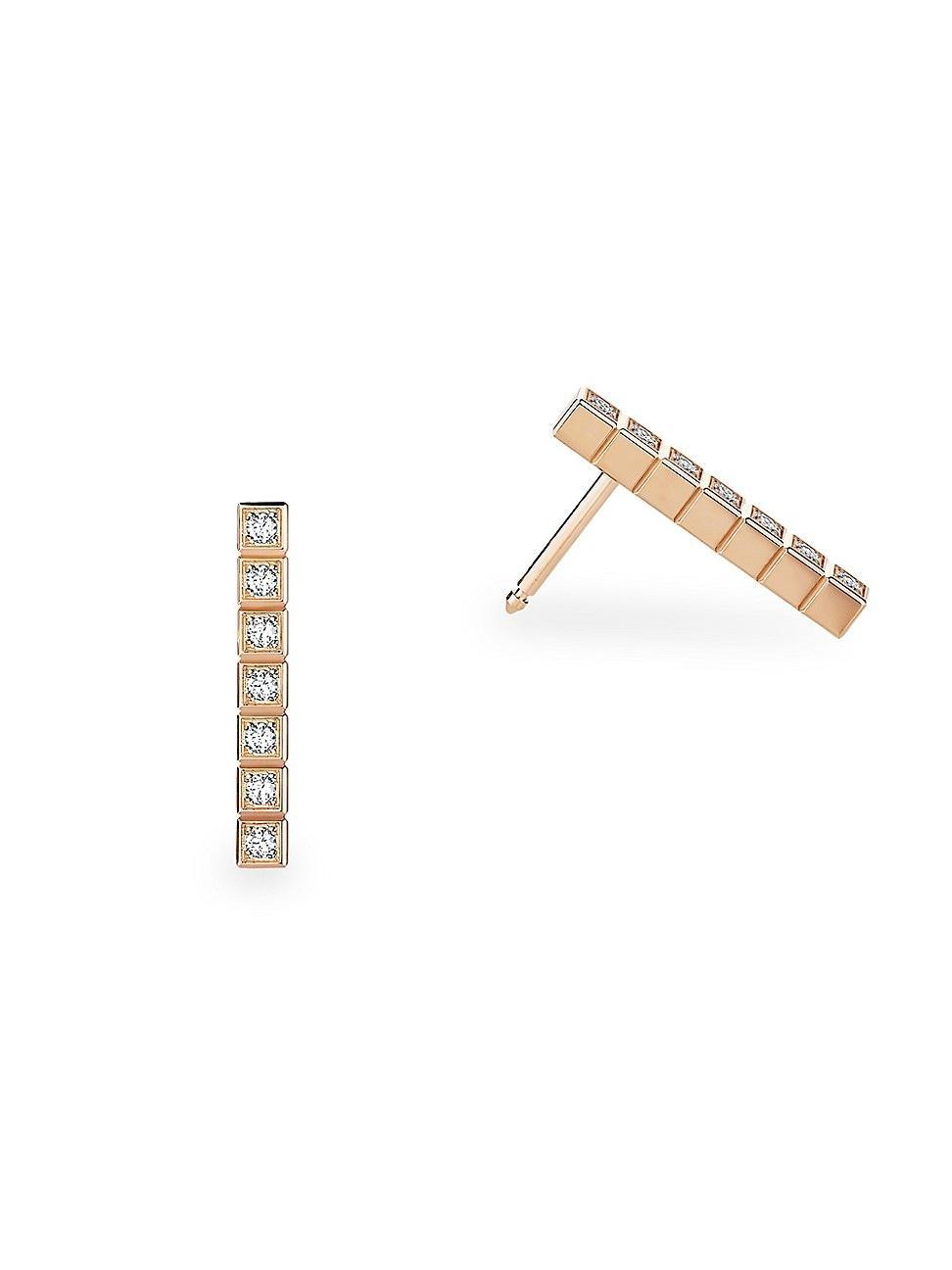 Womens Ice Cube Diamond & 18K Rose Gold Earrings Product Image