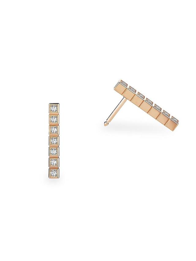 Ice Cube Diamond & 18K Rose Gold Earrings Product Image