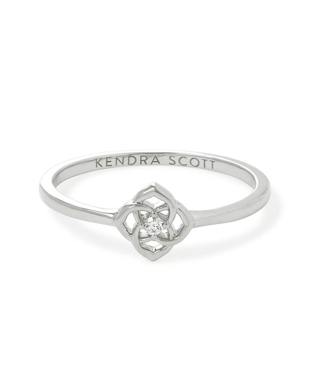 Kendra Scott Fleur 14k White Gold Band Ring in White Diamond | Diamonds | Size 6 Product Image