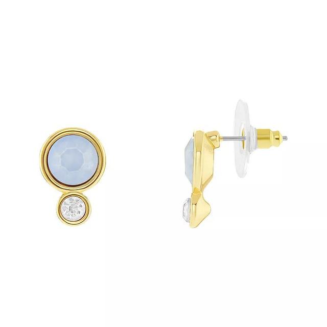 Emberly Gold Tone Blue & Clear Glass Stud Earrings, Womens Product Image