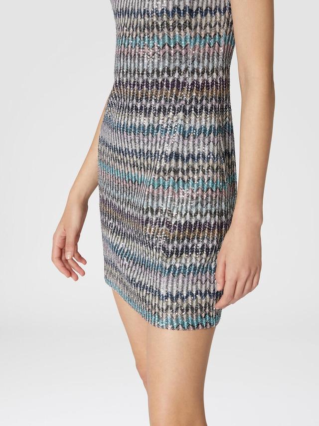 Lamé knit mini-dress with sweetheart neckline Multicoloured | Missoni Product Image