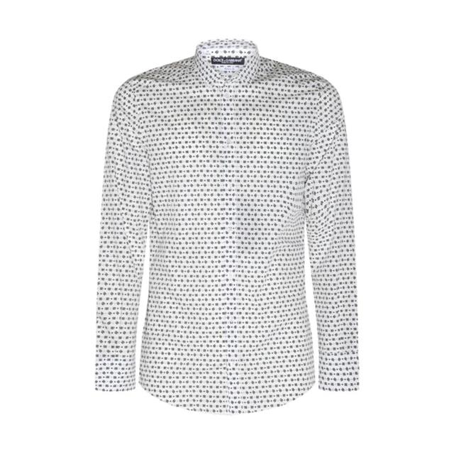 Dg All-over Cotton Shirt In White Product Image